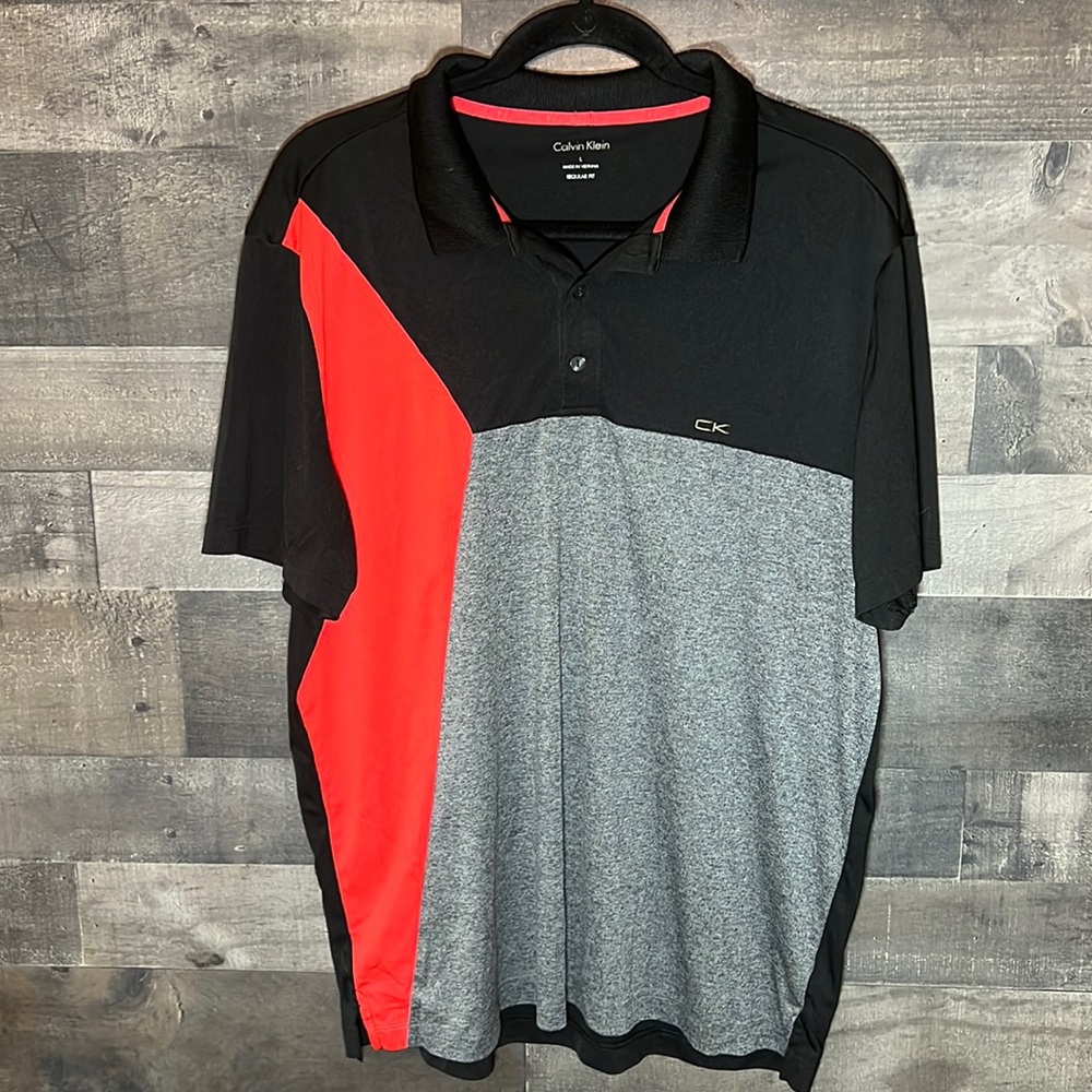 Black Gray and Red Calvin Klein Polo Shirt